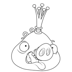 King Pig Smooth Cheeks Angry Birds Free Coloring Page for Kids
