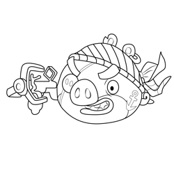 Pirate Veteran Angry Birds Free Coloring Page for Kids