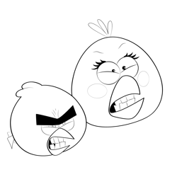 Two Angry Birds Free Coloring Page for Kids