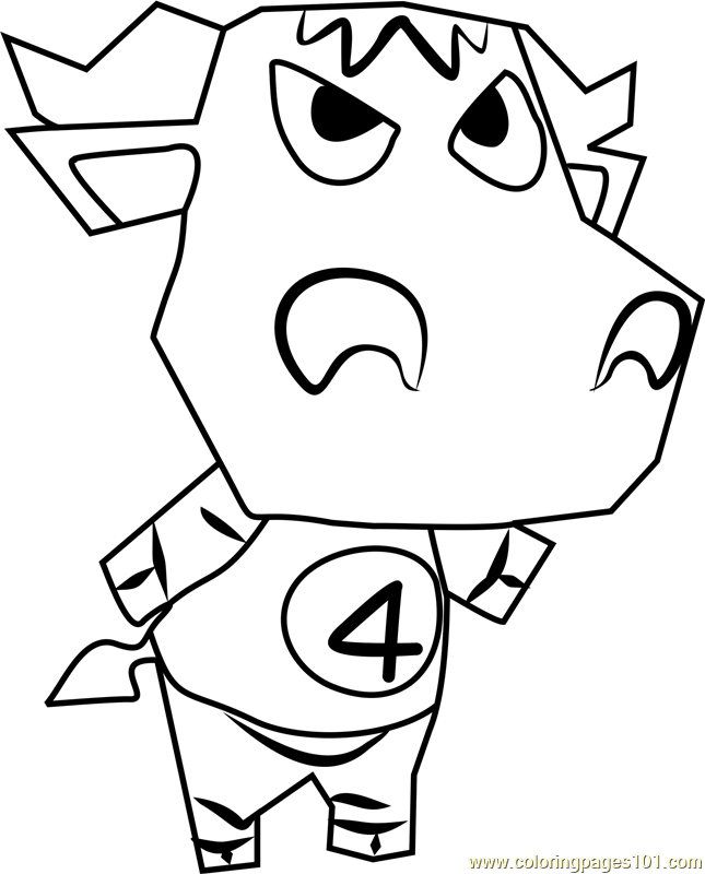 Chuck Animal Crossing Coloring Page for Kids - Free Animal Crossing