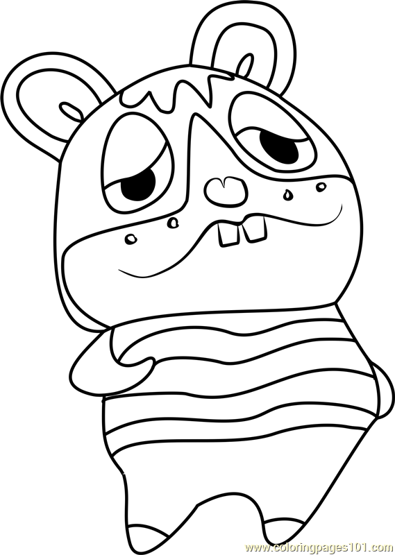 Rodney Animal Crossing Coloring Page for Kids - Free Animal Crossing