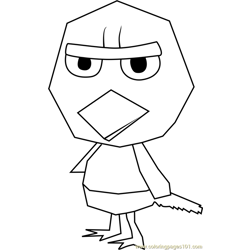Admiral Animal Crossing Free Coloring Page for Kids