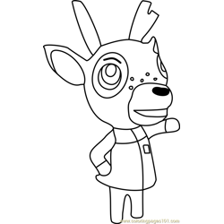 Bam Animal Crossing Free Coloring Page for Kids