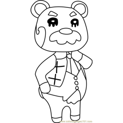 Beardo Animal Crossing Free Coloring Page for Kids