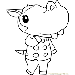 Bertha Animal Crossing Free Coloring Page for Kids