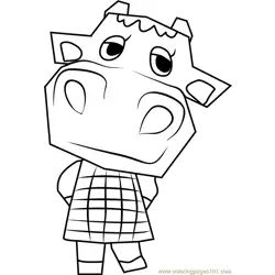Bessie Animal Crossing Free Coloring Page for Kids