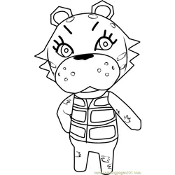 Bianca Tiger Animal Crossing Free Coloring Page for Kids