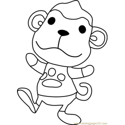 Champ Animal Crossing Free Coloring Page for Kids