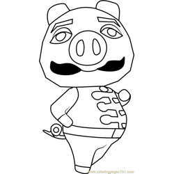 Chops Animal Crossing Free Coloring Page for Kids