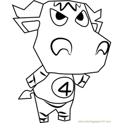 Chuck Animal Crossing Free Coloring Page for Kids