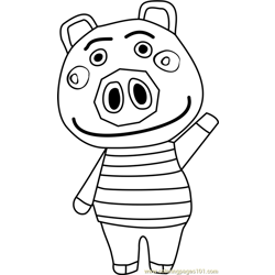 Curly Animal Crossing Free Coloring Page for Kids