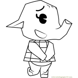 Ellie Animal Crossing Free Coloring Page for Kids