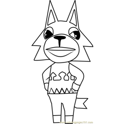 Fang Animal Crossing Free Coloring Page for Kids