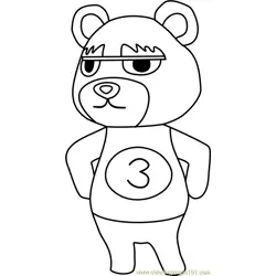 Grizzly Animal Crossing Free Coloring Page for Kids