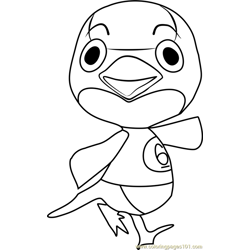 Jay Animal Crossing Free Coloring Page for Kids