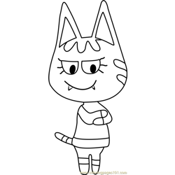 Katt Animal Crossing Free Coloring Page for Kids
