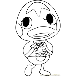 Ketchup Animal Crossing Free Coloring Page for Kids