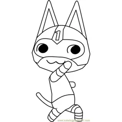 Kid Cat Animal Crossing Free Coloring Page for Kids