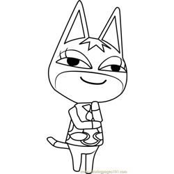 Kitty Animal Crossing Free Coloring Page for Kids
