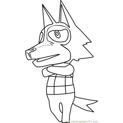 Lobo Animal Crossing Free Coloring Page for Kids