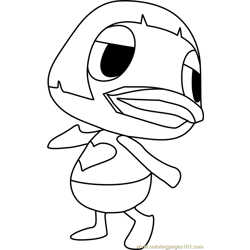 Maelle Animal Crossing Free Coloring Page for Kids
