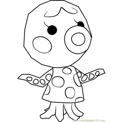 Marina Animal Crossing Free Coloring Page for Kids