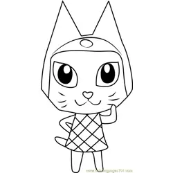 Meow Animal Crossing Free Coloring Page for Kids