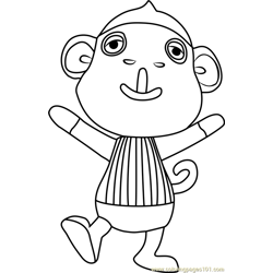 Monty Animal Crossing Free Coloring Page for Kids