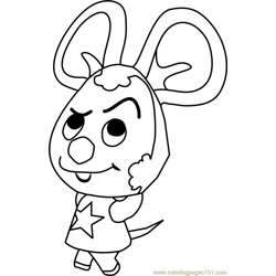 Moose Animal Crossing Free Coloring Page for Kids