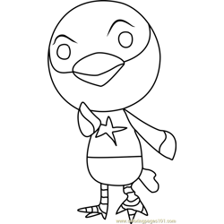 Peck Animal Crossing Free Coloring Page for Kids