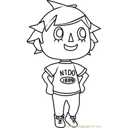 Player Animal Crossing Free Coloring Page for Kids