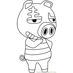 Rasher Animal Crossing Free Coloring Page for Kids