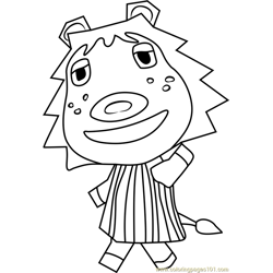 Rex Animal Crossing Free Coloring Page for Kids