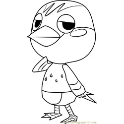 Robin Animal Crossing Free Coloring Page for Kids