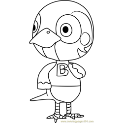 Sparro Animal Crossing Free Coloring Page for Kids