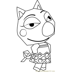 Sue E  Animal Crossing Free Coloring Page for Kids