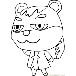 Tasha Animal Crossing Free Coloring Page for Kids