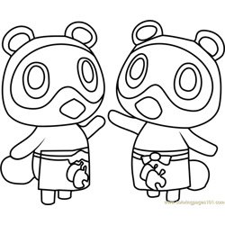Timmy and Tommy Animal Crossing Free Coloring Page for Kids