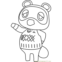 Tom Nook Animal Crossing Free Coloring Page for Kids