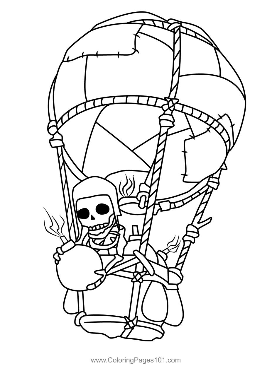 Balloon Clash of Clans Coloring Page for Kids - Free Clash of the Clans