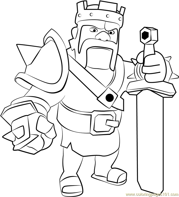 Barbarian King Coloring Page For Kids Free Clash Of The Clans Printable Coloring Pages Online