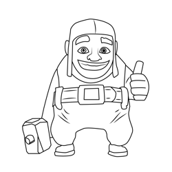 Builder Clash of Clans Free Coloring Page for Kids