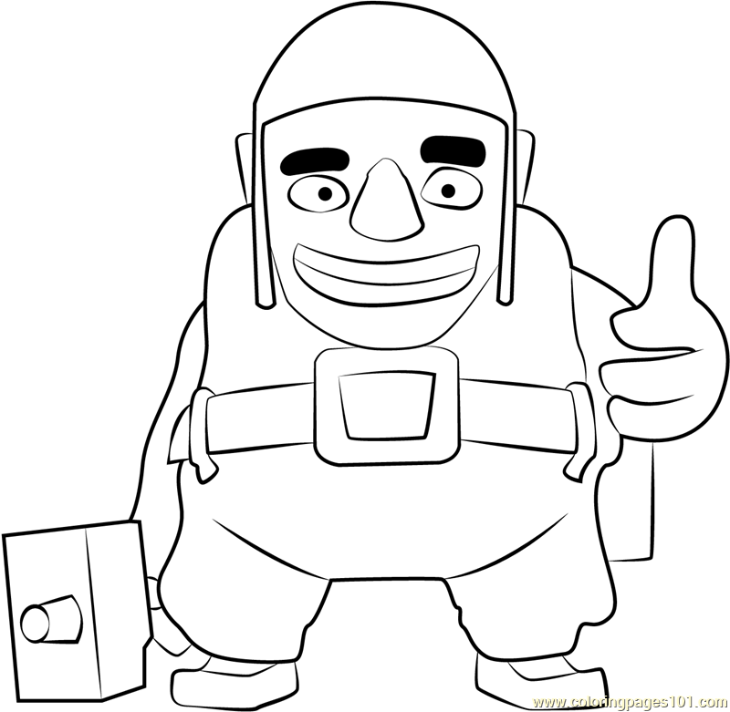 Builder Coloring Page for Kids - Free Clash of the Clans Printable