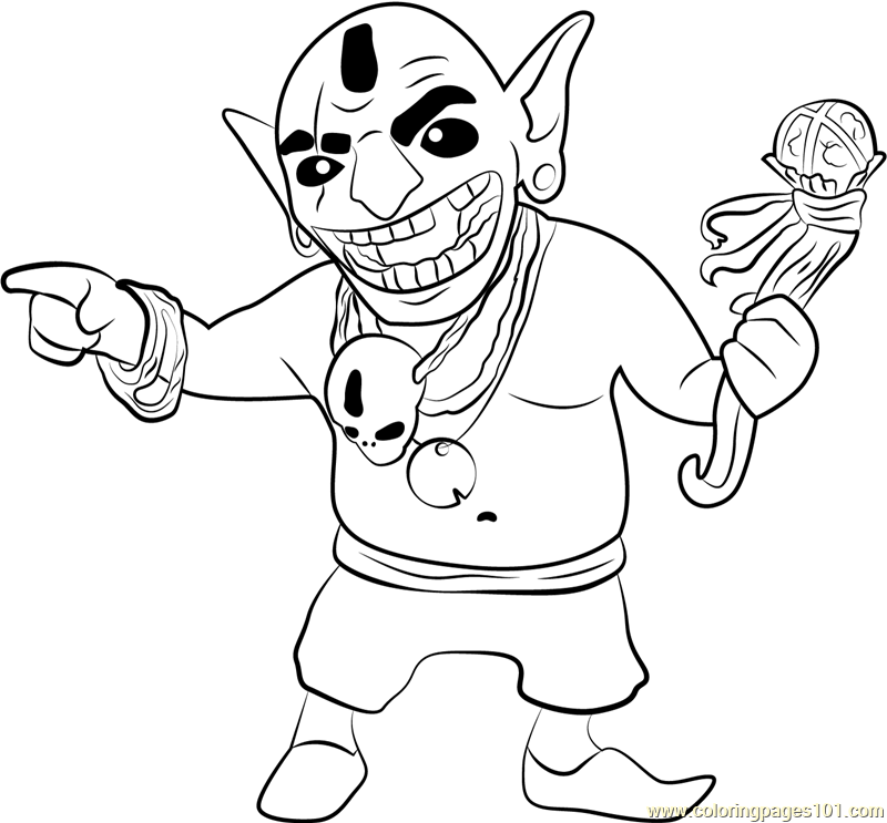 Goblin King Coloring Page for Kids - Free Clash of the Clans Printable