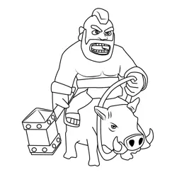 Hog Rider Clash of Clans Free Coloring Page for Kids
