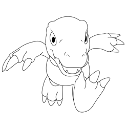 Agumon Running Free Coloring Page for Kids