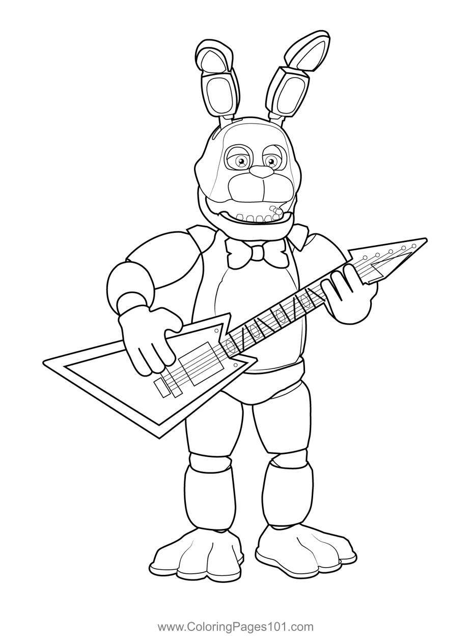 Bonnie the Rabbit FNAF Coloring Page for Kids   Free Five Nights ...
