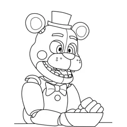 Freddy Fazbear Eating FNAF Free Coloring Page for Kids