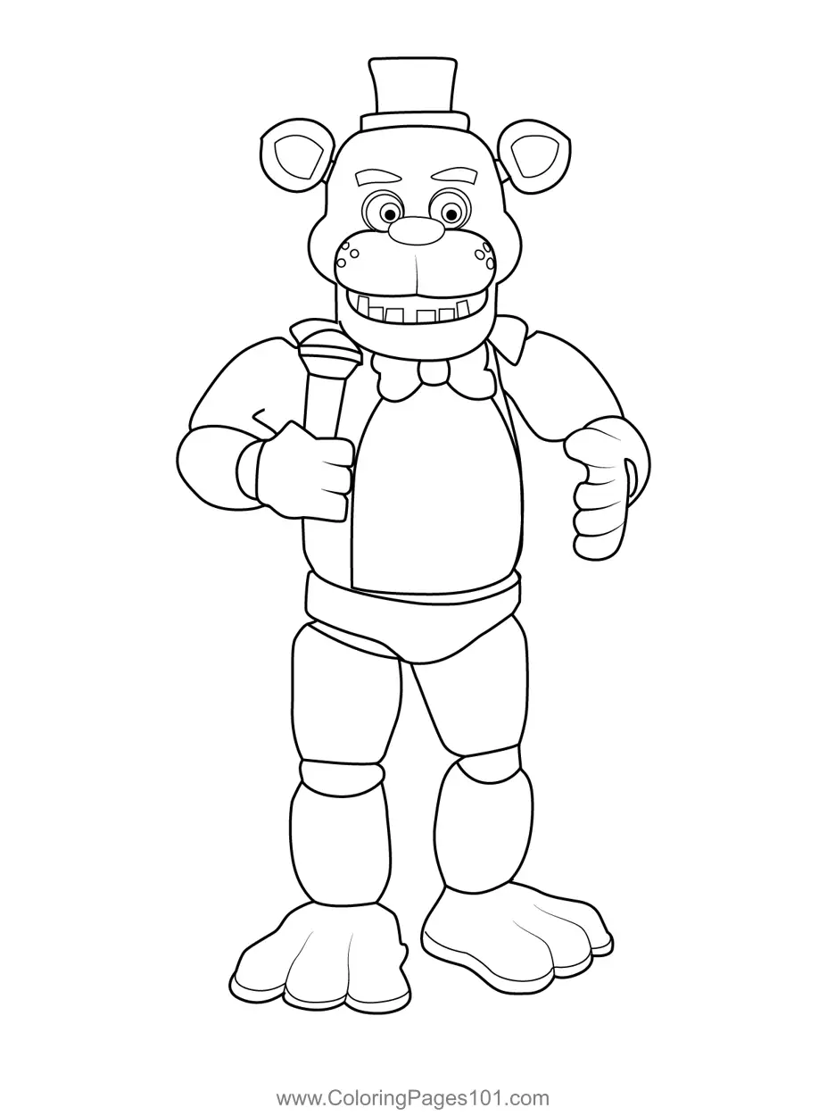 Freddy Fazbear FNAF Coloring Page for Kids - Free Five Nights at Freddy