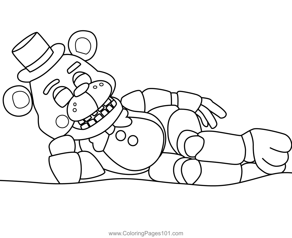 Freddy Fazbear Sleeping FNAF Coloring Page for Kids - Free Five Nights ...